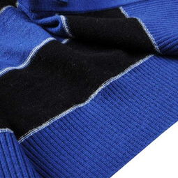 圣迪勒cendile 块状条纹开衫休闲毛衫V领针织衫 蓝色 S产品图片5素材 IT168图片大全